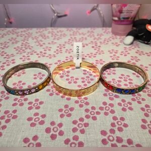 Gold and Multicolor Bracelet Bangle Bundle